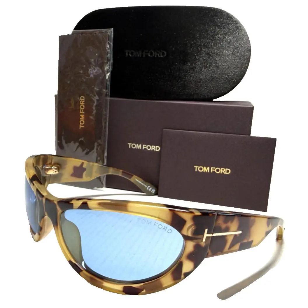 Tom Ford LEONA-02 TF1365 56V Coloured Havana/blue Lens Authentc Sunglasses 62-17