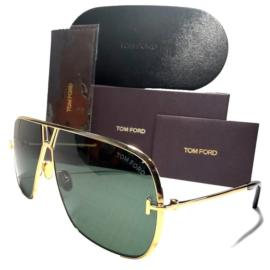 Tom Ford Stavros TF1204 30N Shiny Gold W/green Lenses Sunglasses 63-11