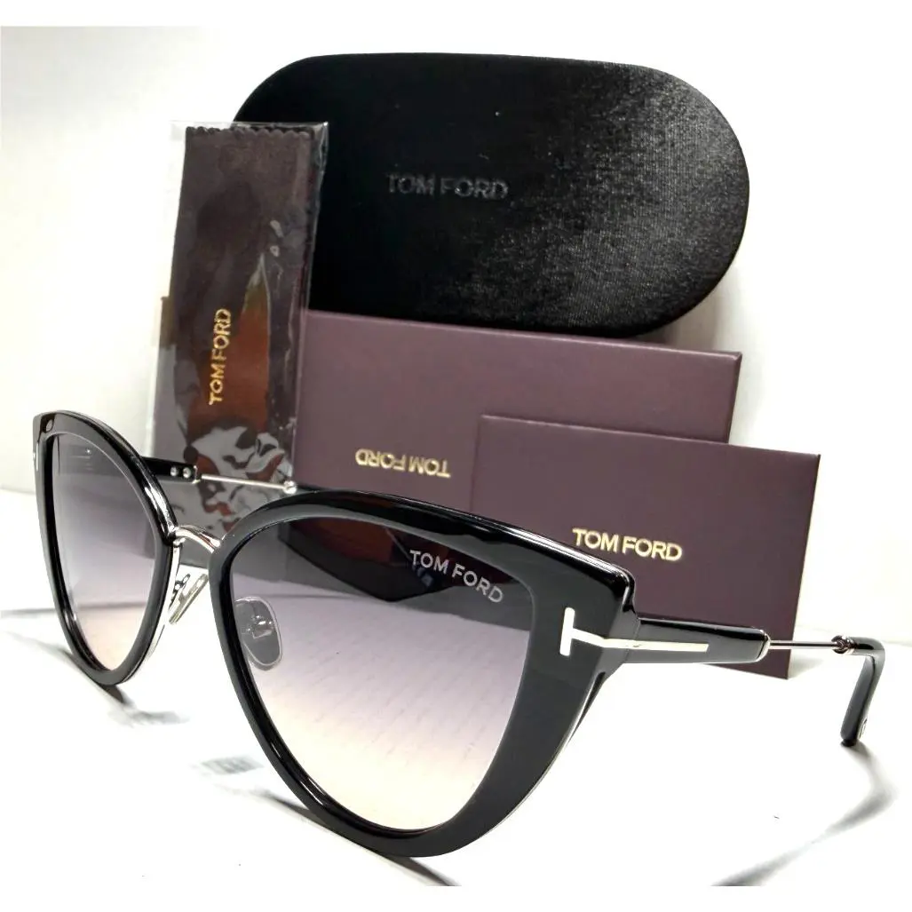 Tom Ford ANGELICA-02 TF868 01B Black Silver/grey Gradient Lens Sunglasses 57-16