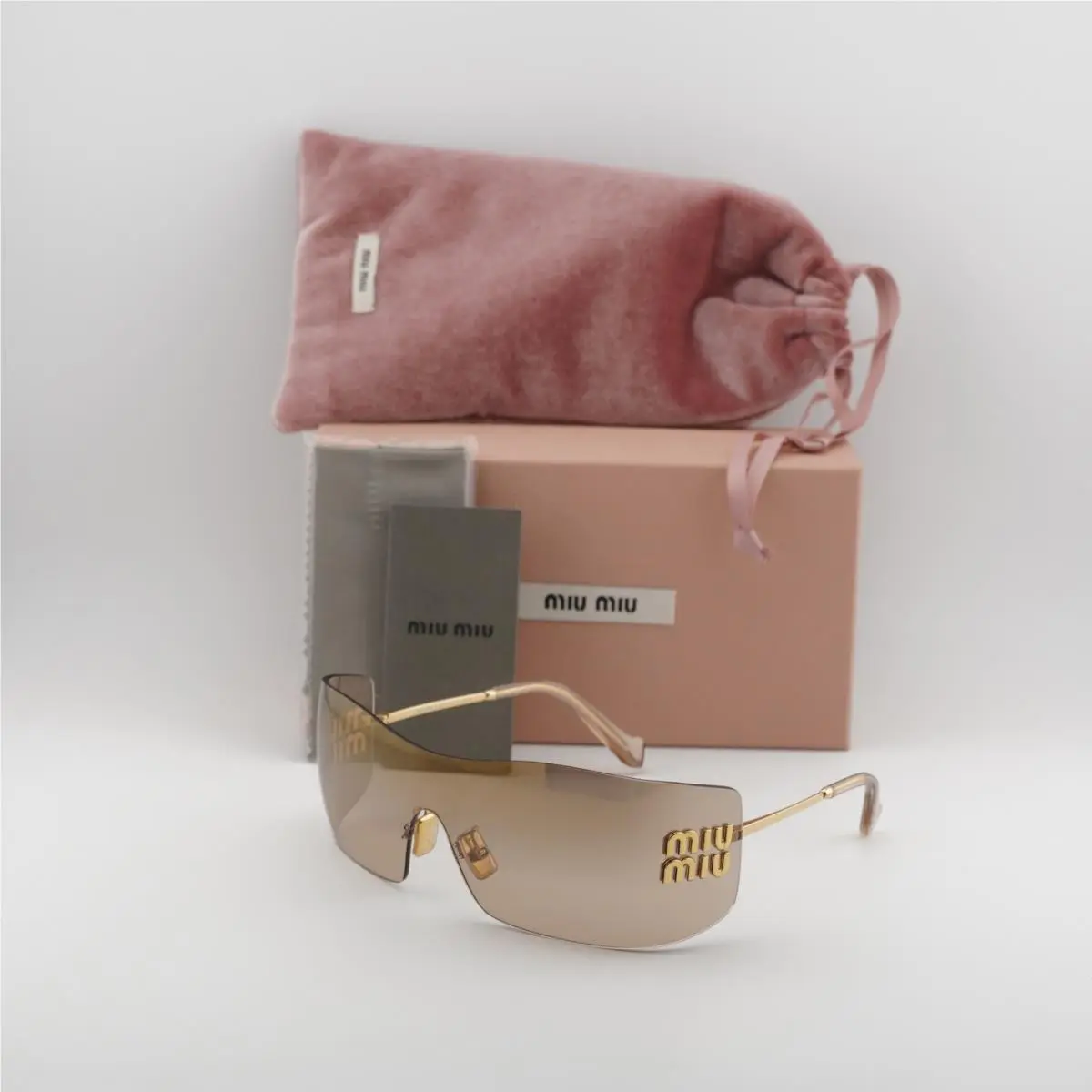 Miu Miu MU B53S 5AK20P Gold/light Brown Mirror Bronze 0-0-110 Sunglasses