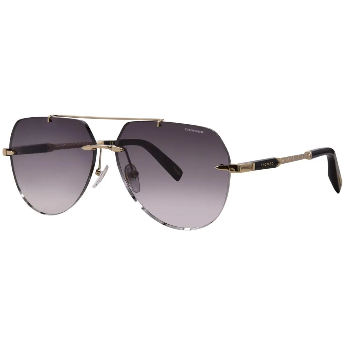 SCHM44 0300 Sunglasses Men`s Rose Gold/grey Gradient Rimless Pilot 63mm by Chopard