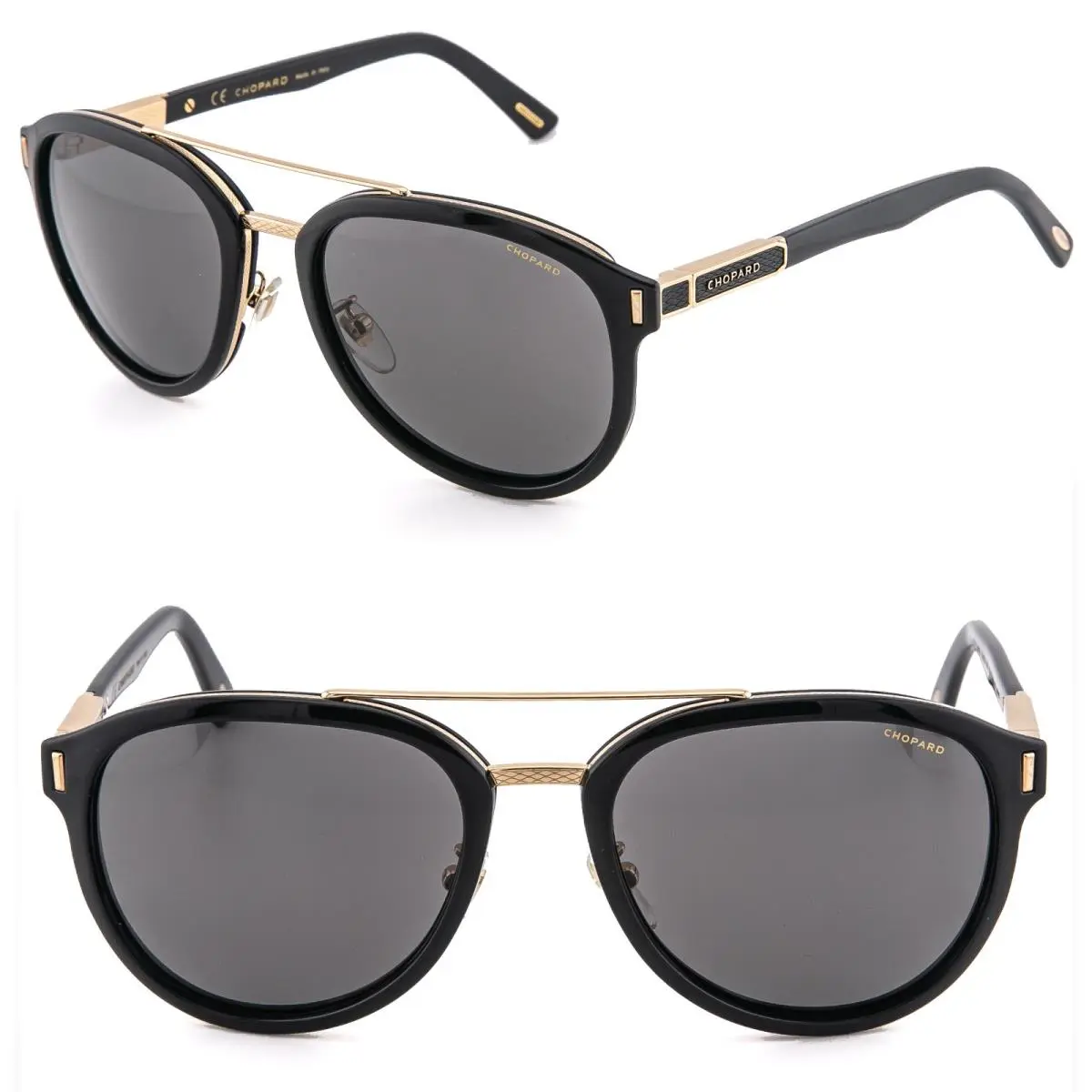 Chopard B85 G.p.m.h Aviator Black Gold Plated SCHB85 Polarized Unisex Sunglasses