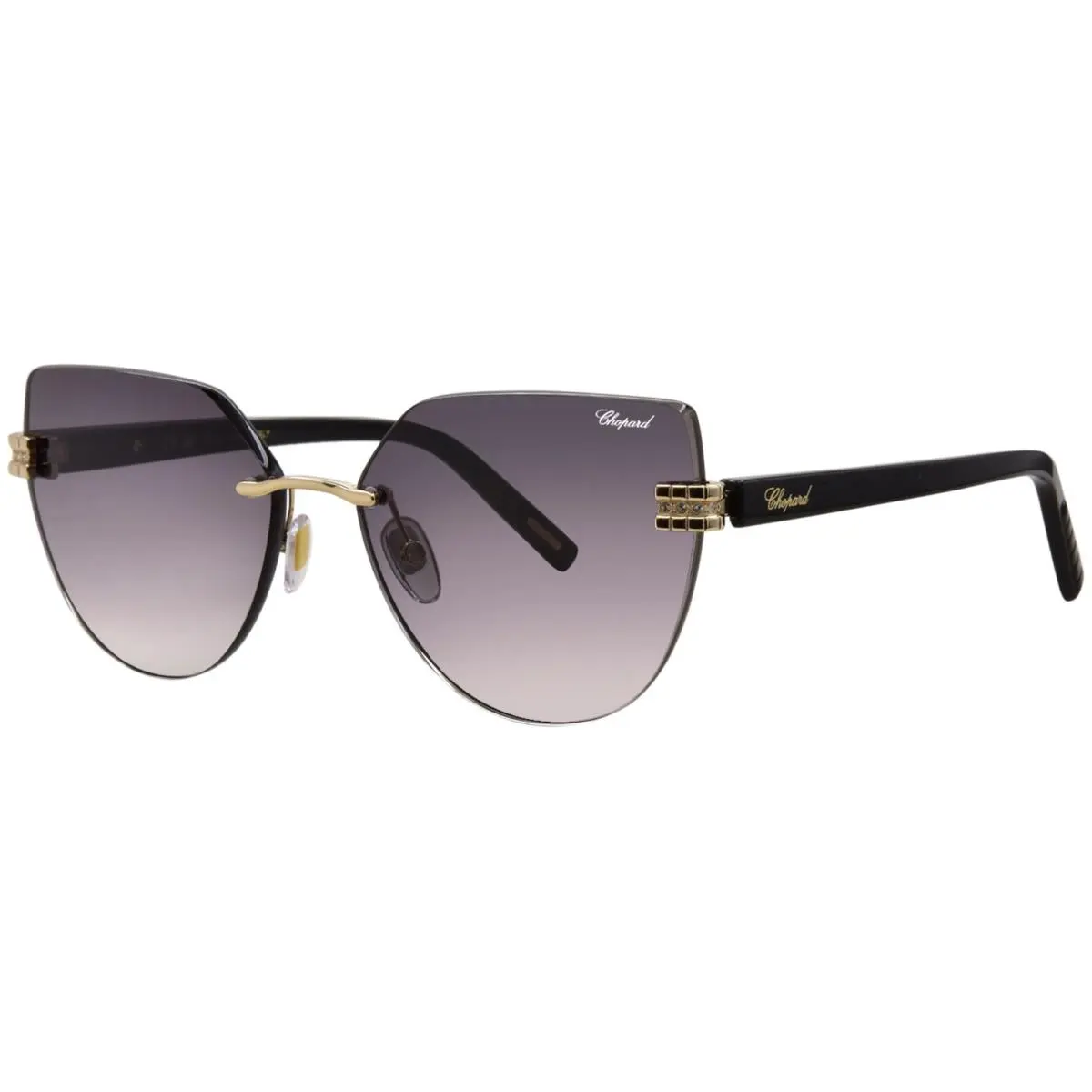SCHM49S 300F Sunglasses Women`s Rose Gold/brown Rimless Cat Eye 60mm by Chopard