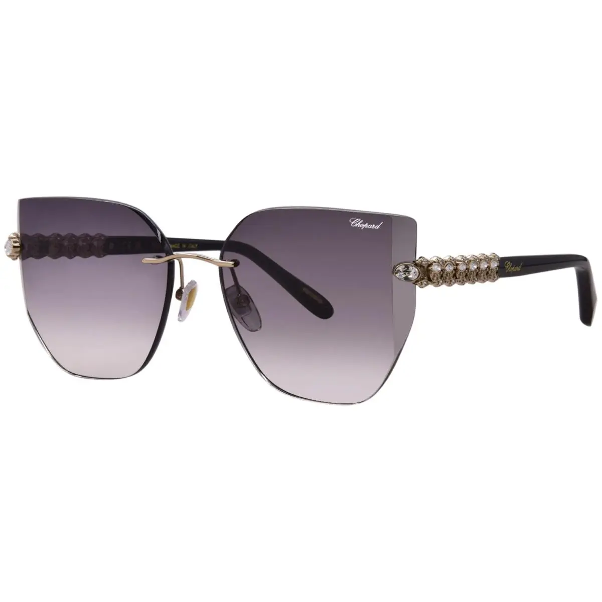 SCHM52S 0579 Sunglasses Women`s Rose Gold/grey Gradient Rimless 61mm by Chopard