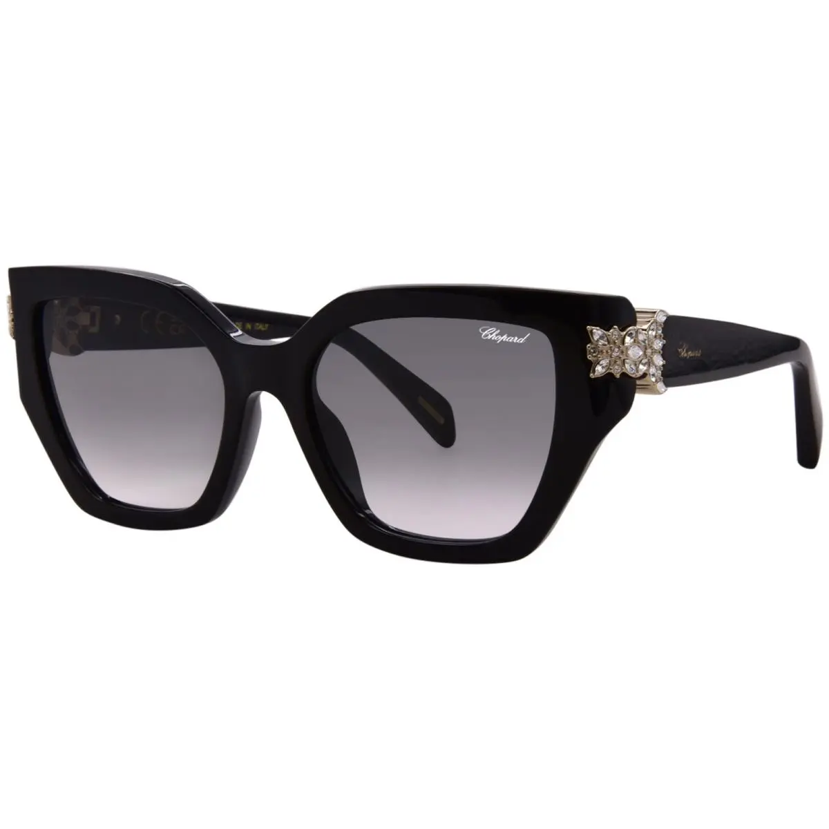 Chopard SCH418S 0700 Sunglasses Women`s Black/grey Gradient Butterfly Shape 54mm