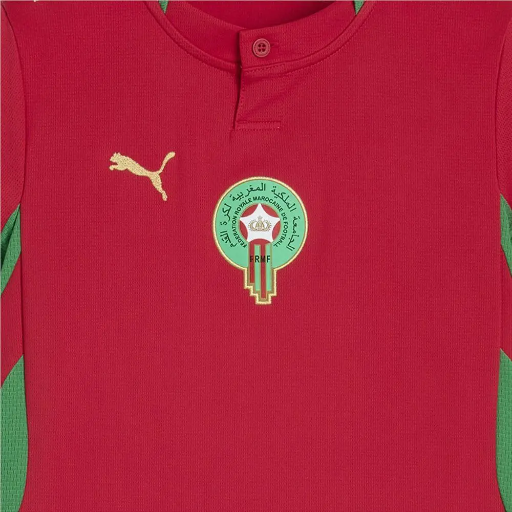 Puma clothing - PUMA Morocco Home Henley Neck Short Sleeve Soccer Jersey Youth - 78332101 - Red 3