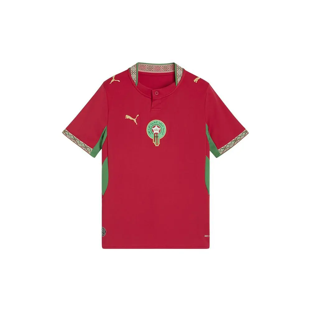 Puma clothing - PUMA Morocco Home Henley Neck Short Sleeve Soccer Jersey Youth - 78332101 - Red 4