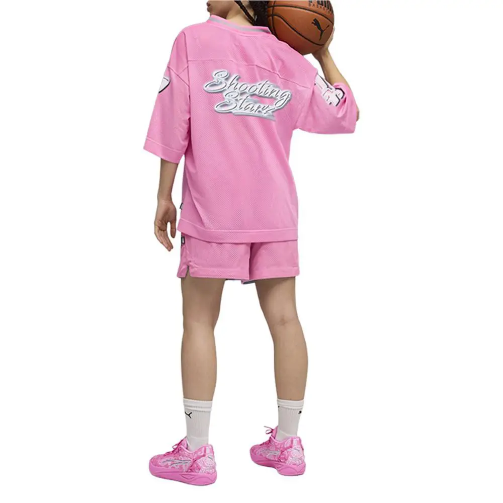 Puma clothing - PUMA Shooting Stars V Neck Short Sleeve Jersey - 63285101 - Pink 4