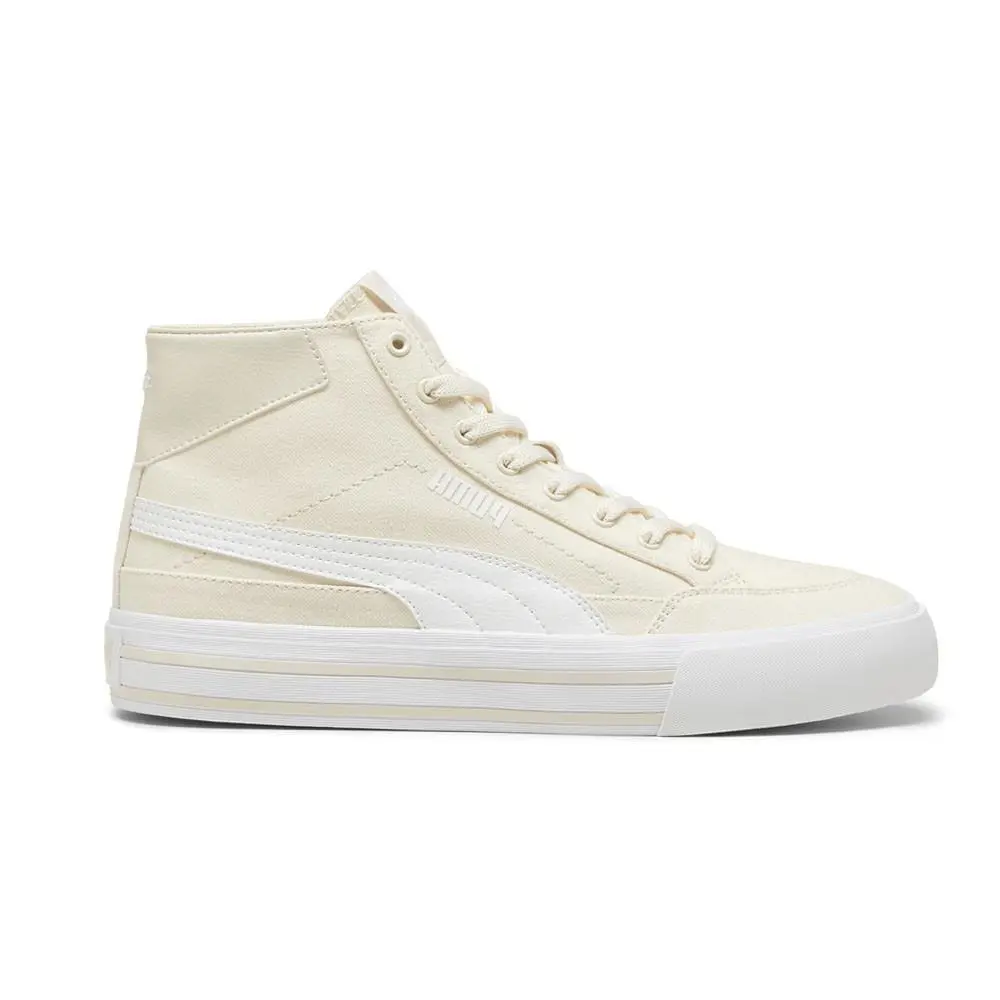 Puma Court Classic Vulcanized Mid Formstrip Lace Up Mens White Sneakers Casual - White