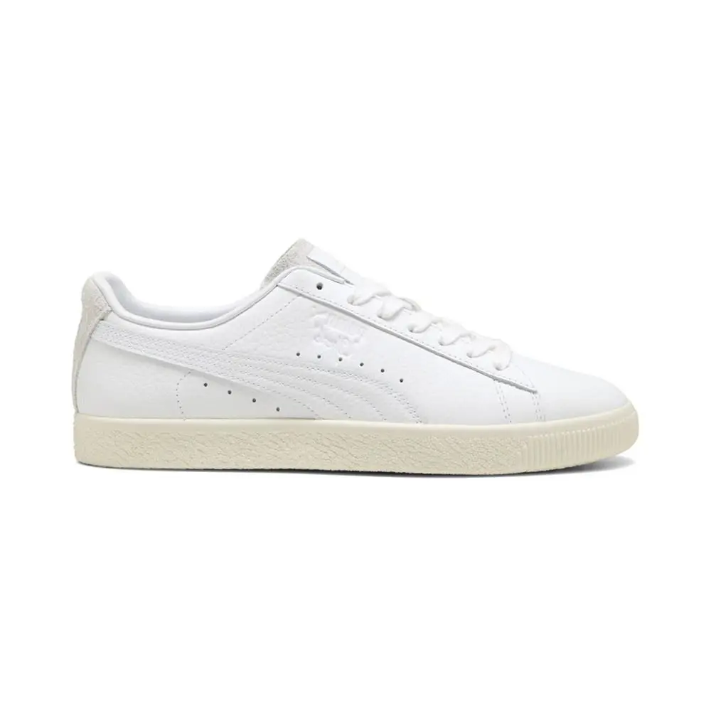 Puma Clyde Premium Lace Up Mens White Sneakers Casual Shoes 39483401 - White