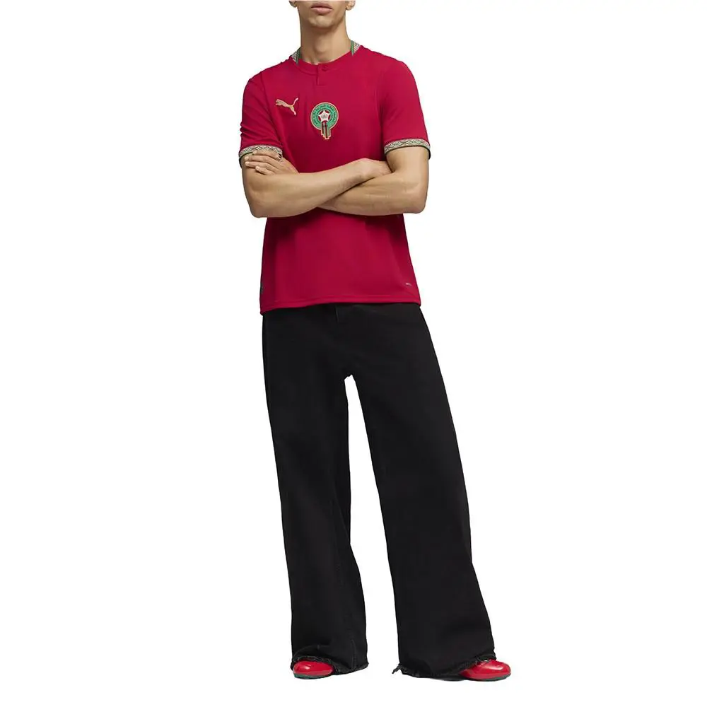 Puma clothing - PUMA Morocco Home Henley Neck Short Sleeve Replica Jersey - 78331701 - Red 7