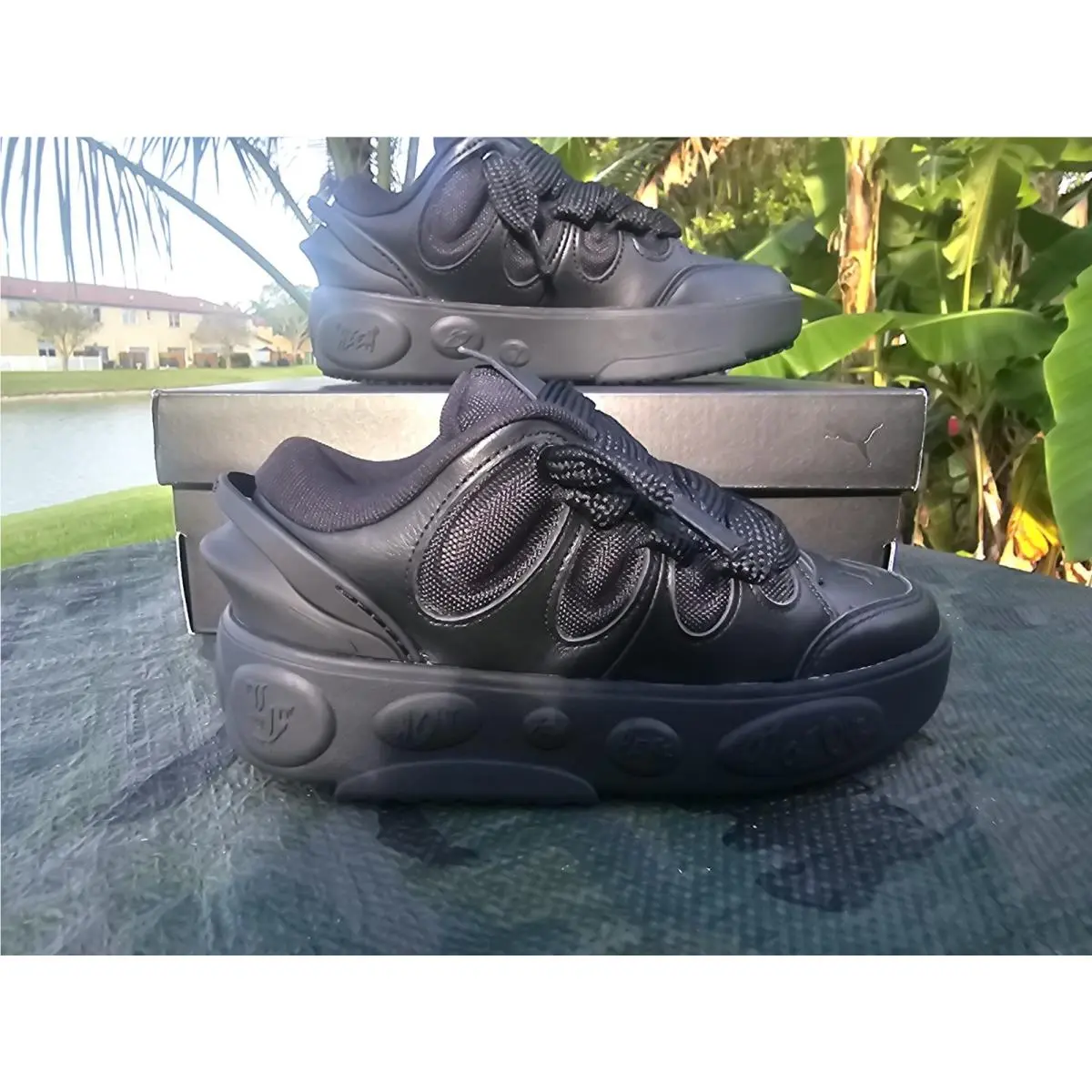 Size 4Y Puma Lamelo Ball Lafrance Tripple Black GS Sneakers 313085 01 Rare Shoes