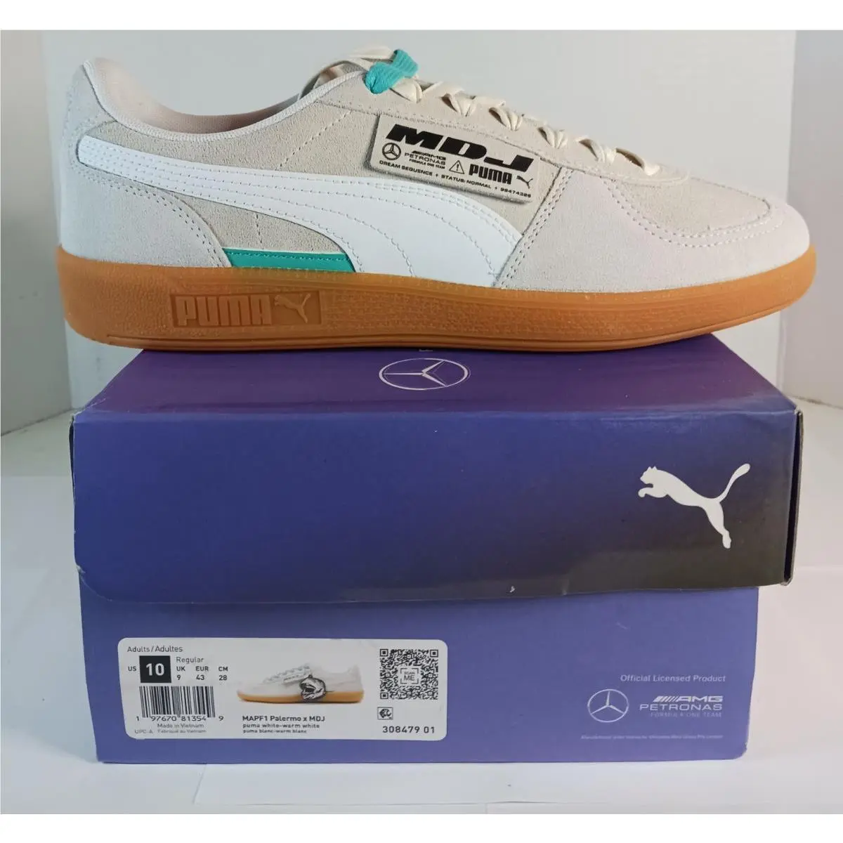 Puma MAPF1 Mercedes Amg Petronas Palermo X Mdj Ivory Sneakers Shoes Mens 10 US