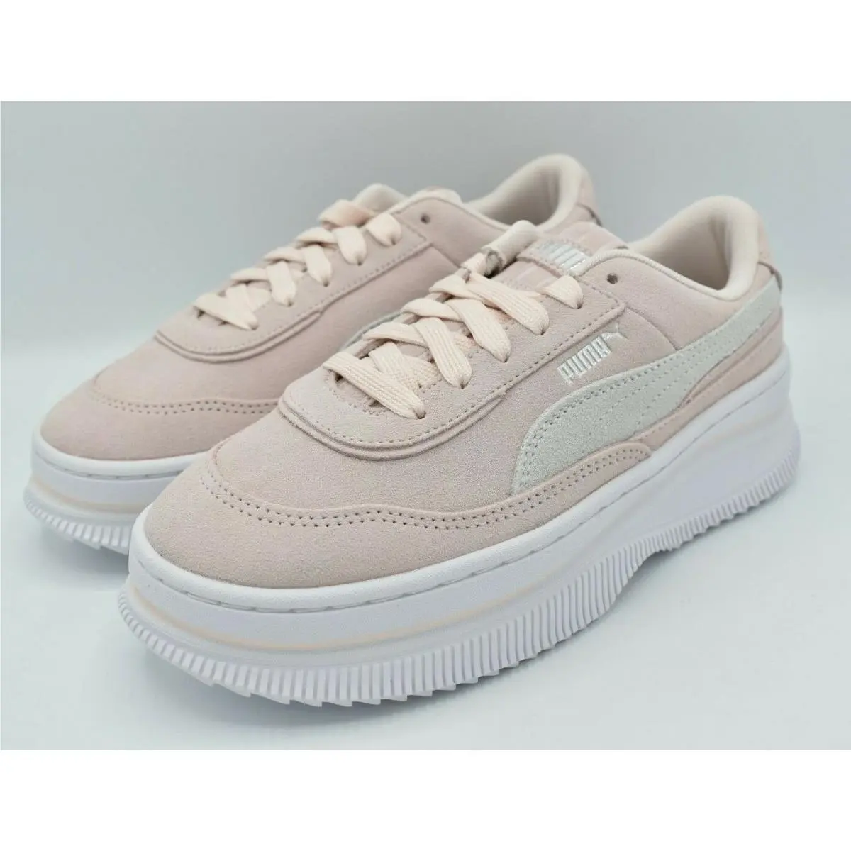 Puma Womens Size 9.5 Deva Pink White Suede Casual Platform Shoes Sneakers