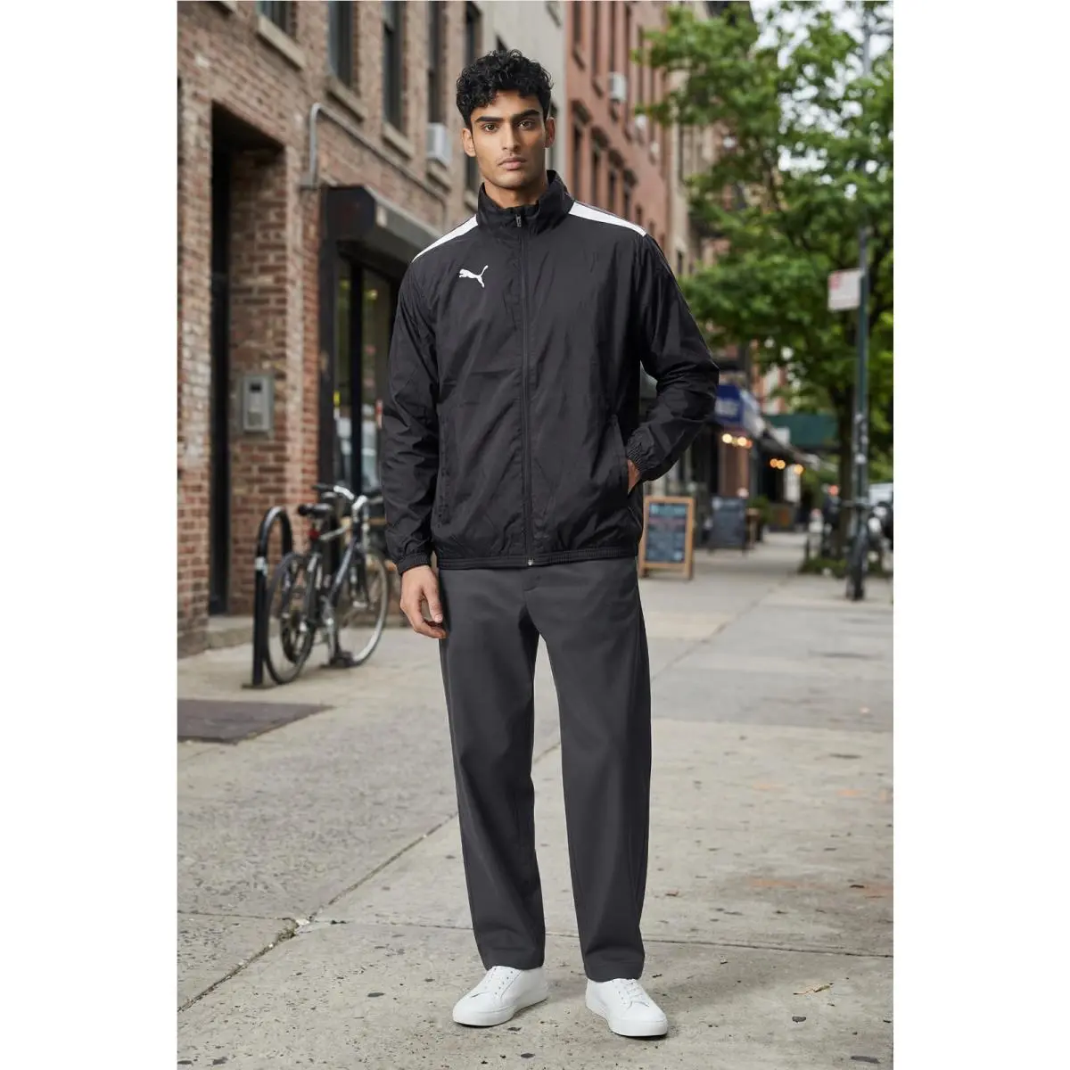 Puma Team Liga All Weather Rain Wind Jacket Windbreaker Black White Large
