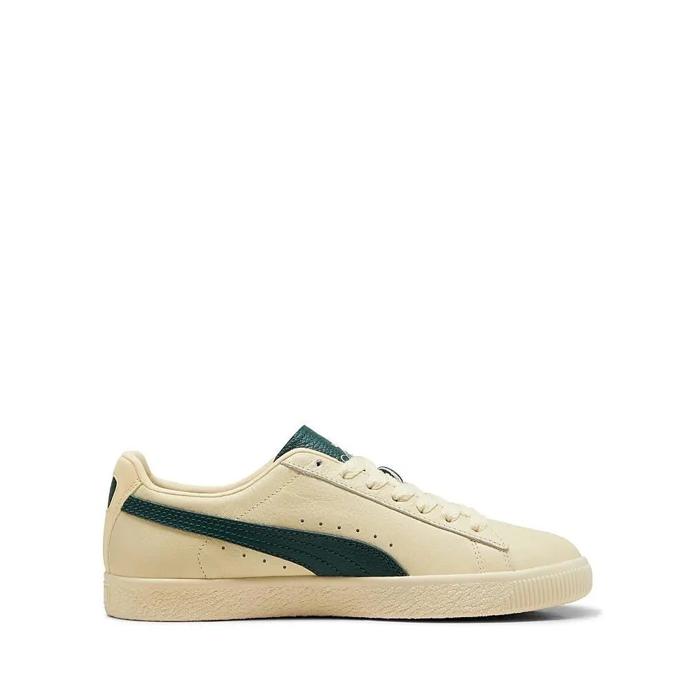Puma Clyde Players Lane Lace Up Sneakers Men`s 7 Creamy Vanilla Dark Myrtle
