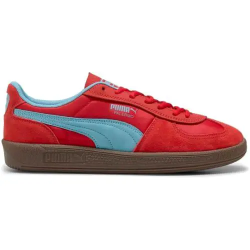 Puma Palermo Men’s Sneakers Size 9 Red Aqua Suede Casual Classic Shoes - All Time Red / Aqua