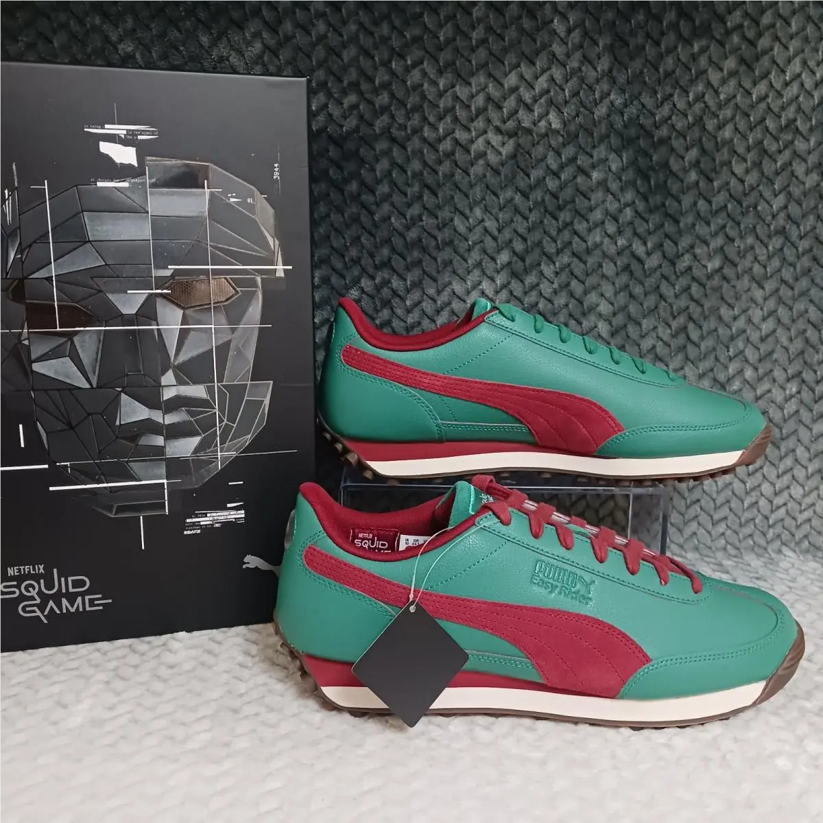Puma x Squid Game Easy Rider Men`s Sneakers Shoes Intense Red Dark Pine Size 11