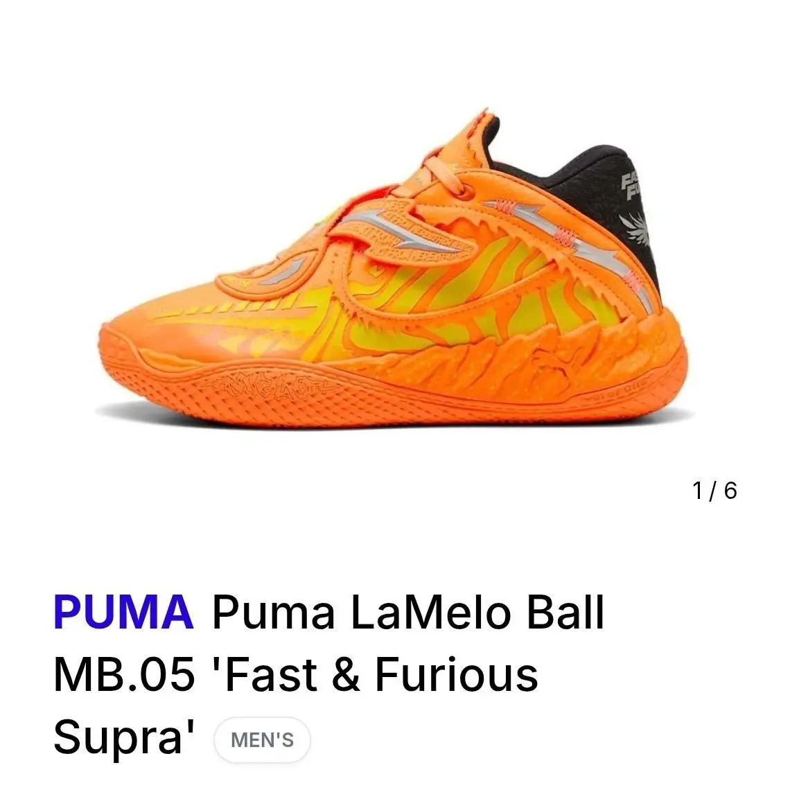 Fast Furious x Puma MB.05 Basketball Shoes Men`s Orange - 312796-01 Size 10.5