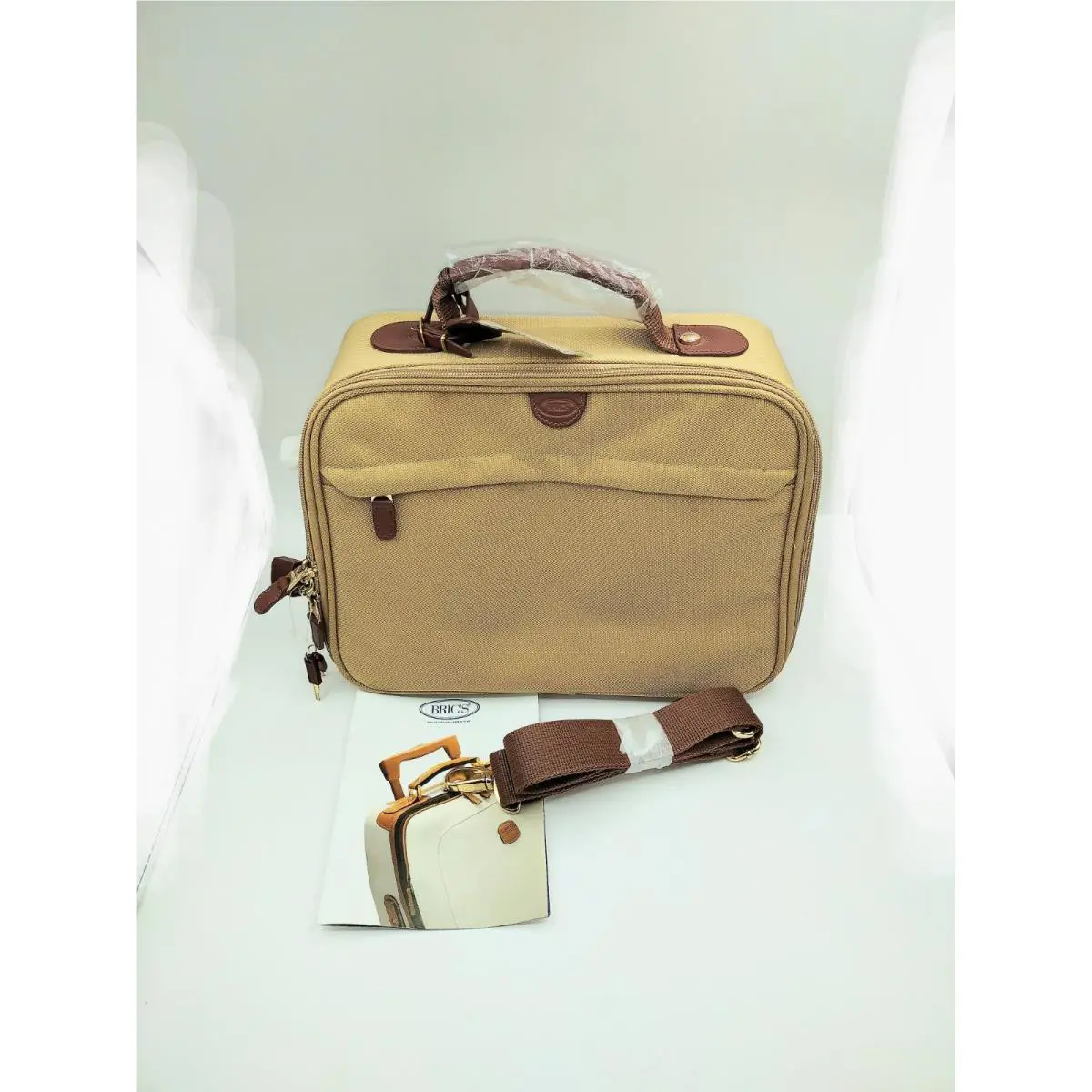 Bric`s Bric`s Luggage Small Carry On Train Satchel Cosmetic Beige Nylon Leather Bag