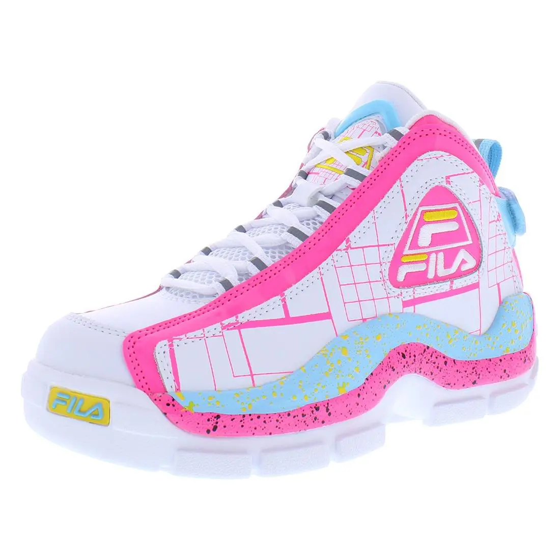 Fila Grant Hill 2 PS Girls Shoes - White/Pink/Blue, Full: White/Pink/Blue