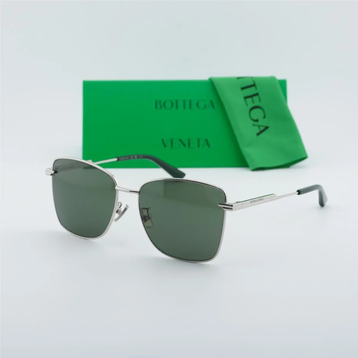 Bottega Veneta BV1237S 003 Silver/green 57-16-145 Sunglasses