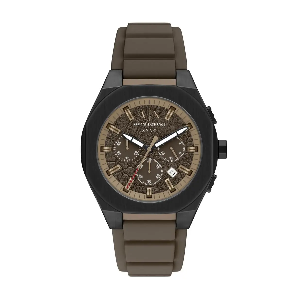A X Men`s Sync Chronograph Brown Silicone/black by Armani Exchange