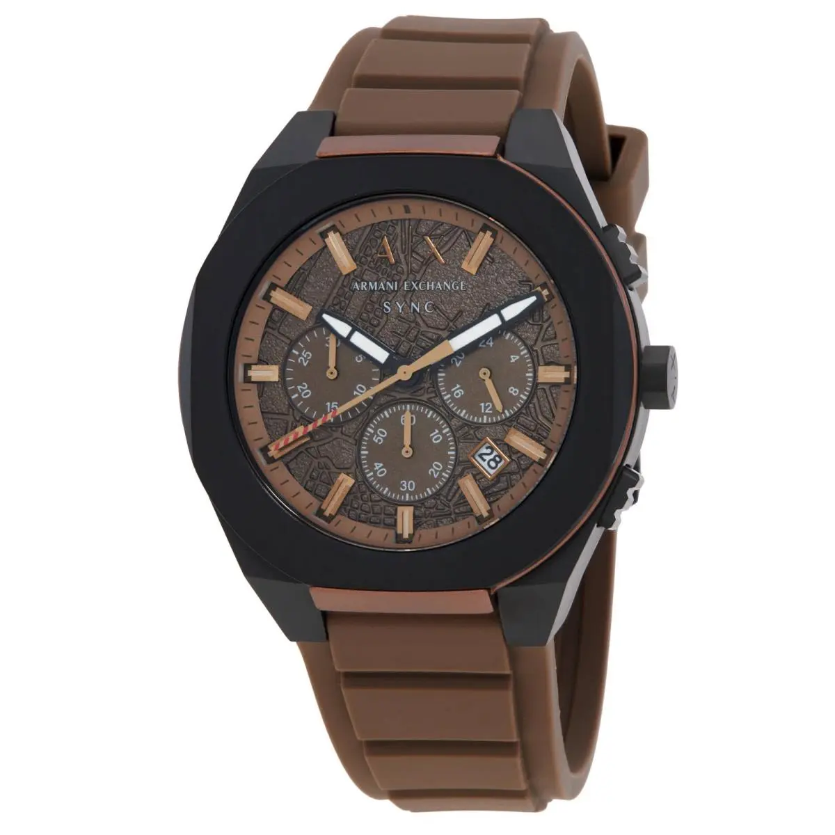 Armani Exchange Sync Chronograph Quartz Brown Dial Men`s Watch AX4293