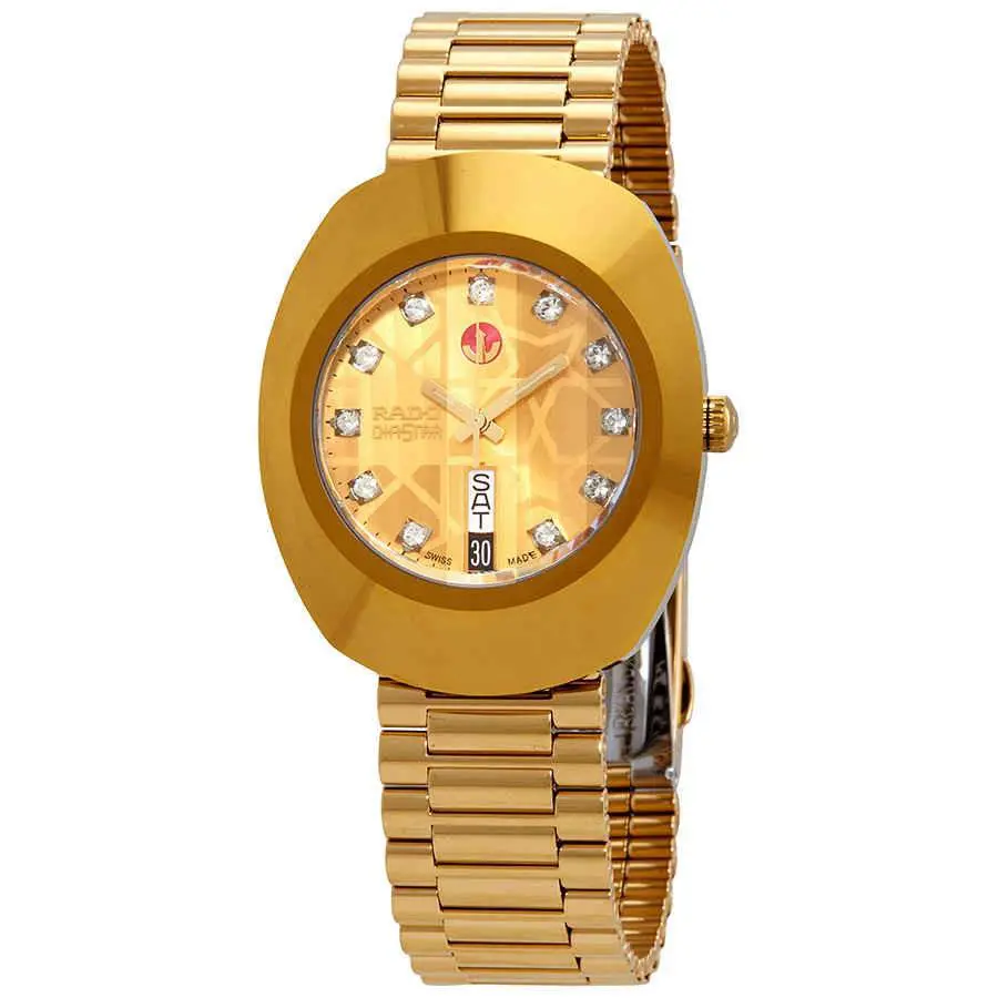 Rado The Automatic Gold Dial Yellow Gold Pvd Men`s Watch R12413503