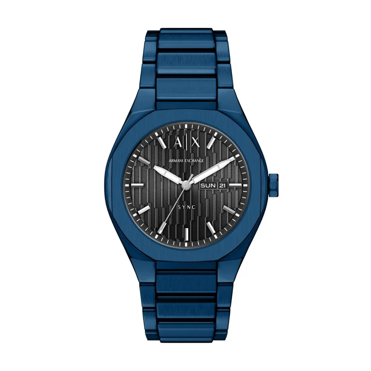 A X  Sync Three-hand Day-date Blue Stainless Steel 3H by Armani Exchange