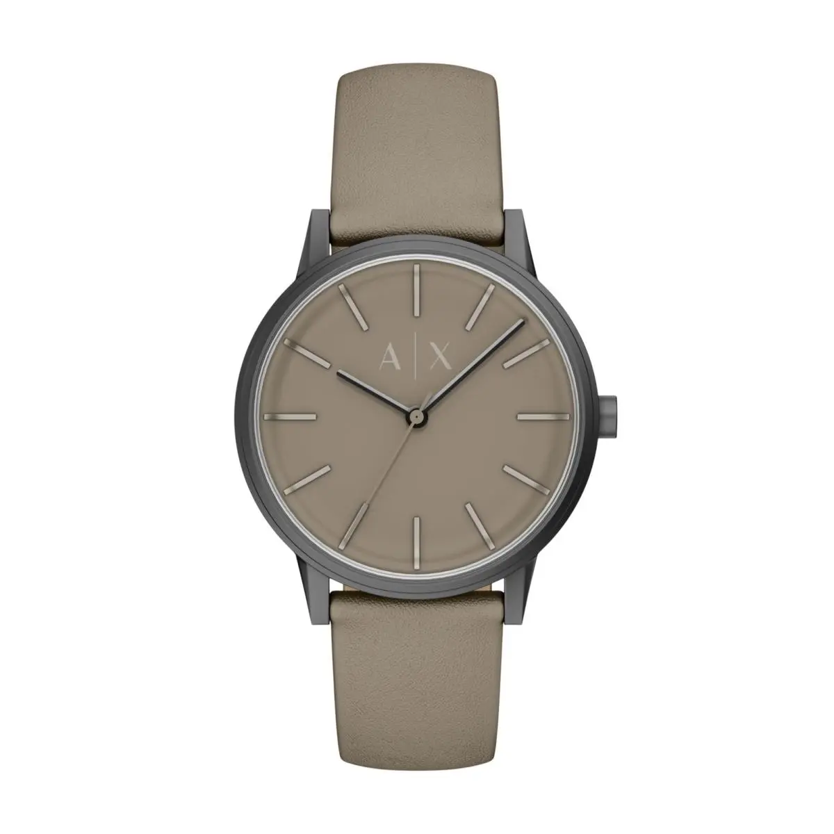 A X Men`s Three-hand Gray Leather Watch Model: by Armani Exchange