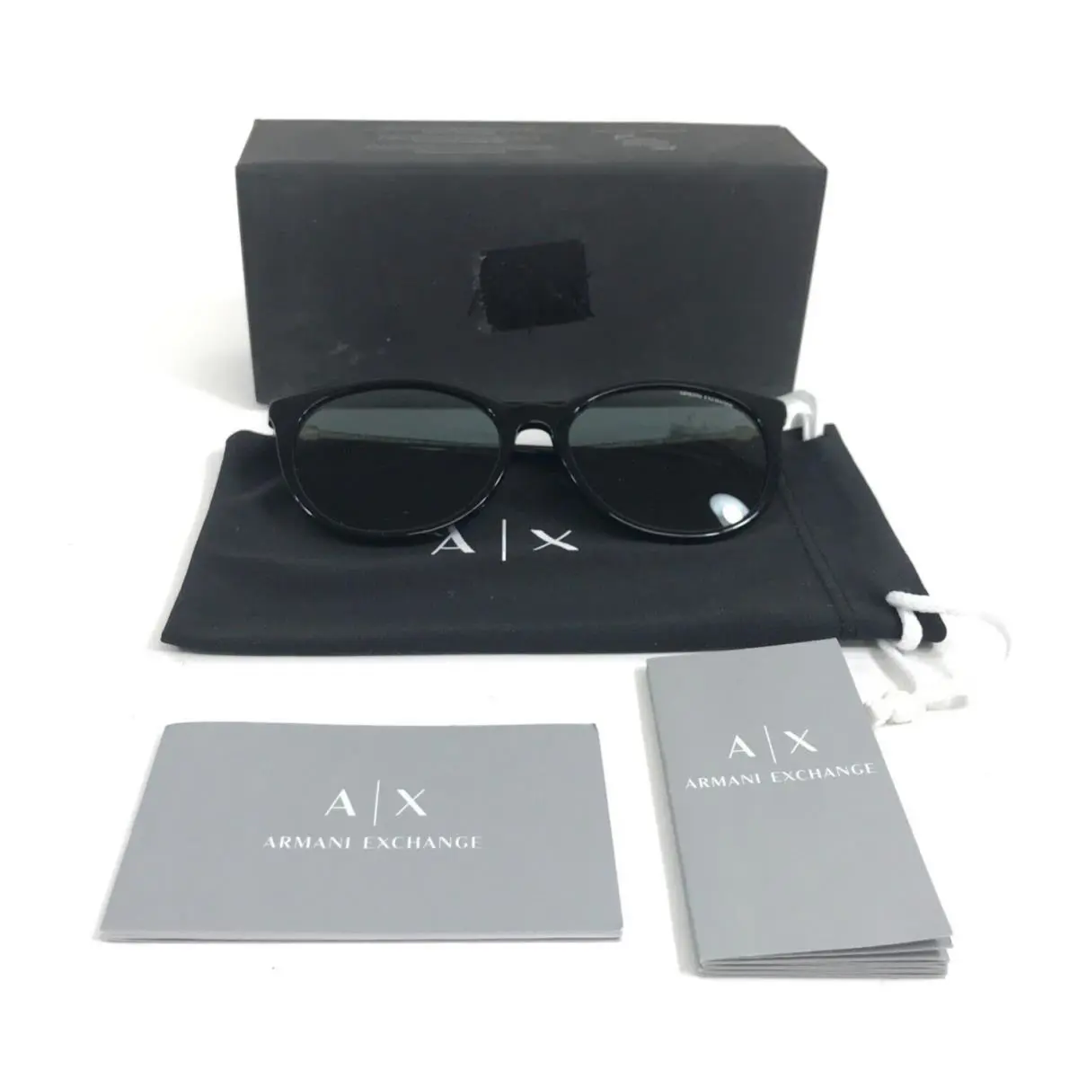 Armani Exchange Sunglasses AX4140SF 815887 Black Gold Cat Eye Frames Gray Lenses
