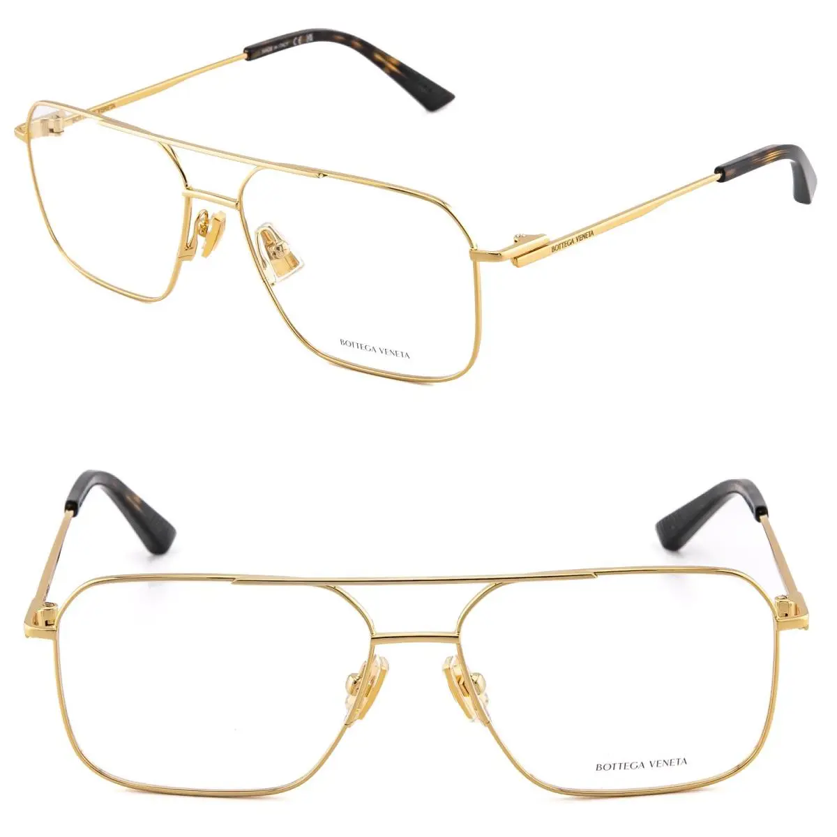 Bottega Veneta 1384 Classic BV1384O Gold Brown Optical Pilot Metal Eyeglass 001