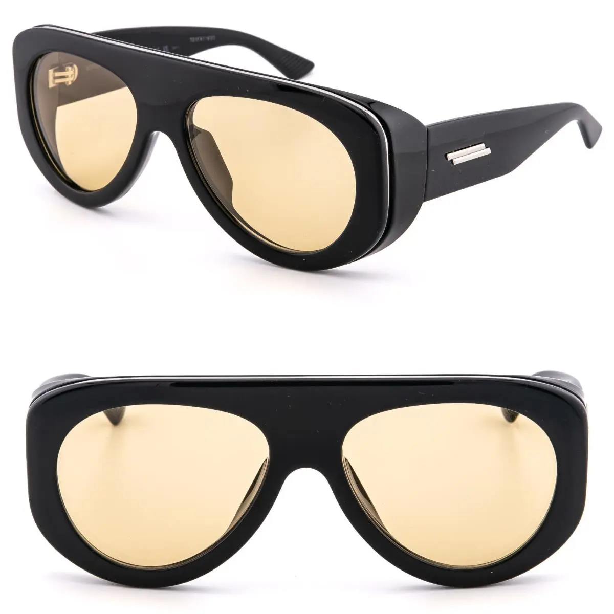 Bottega Veneta 1362 BV1362S Scudo Black Yellow Ribbon Unisex Mask Sunglasses 005