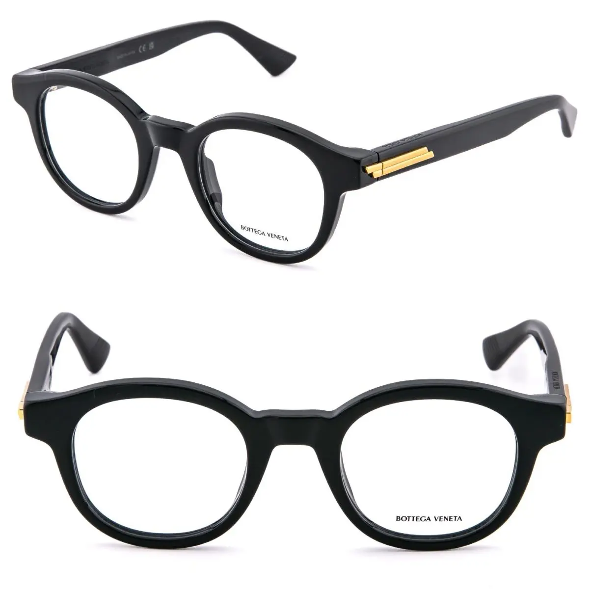 Bottega Veneta Mitre 1413 BV1413O Black Gold Ribbon Optical Eyeglasses 001 46mm