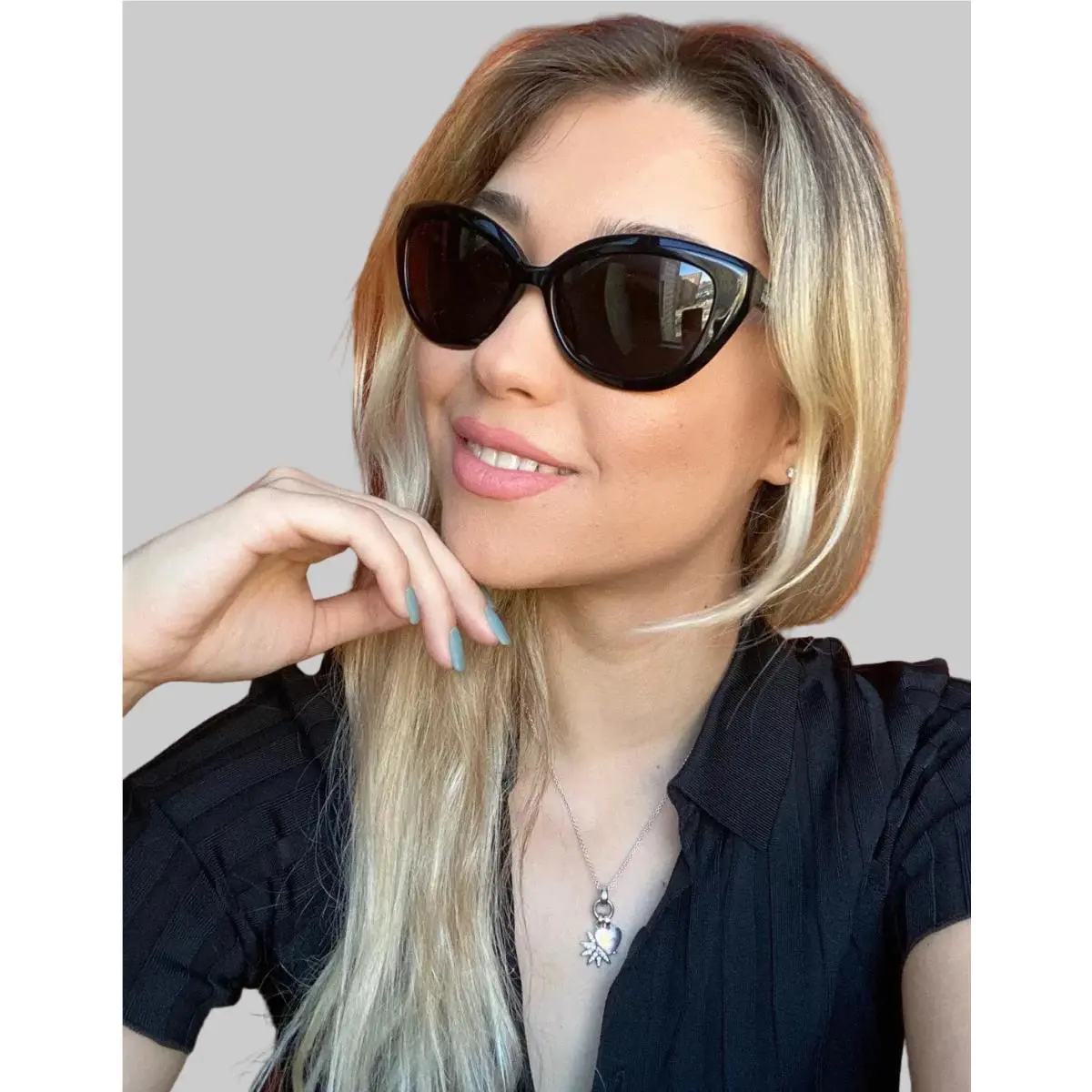 Love Moschino ML543S 01 56mm Black Cat Eye Women`s Sunglasses D