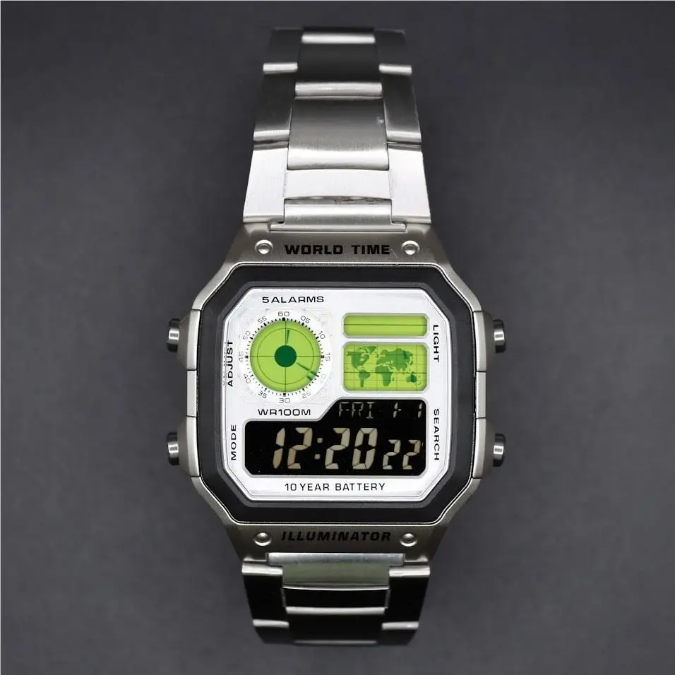 Casio AE-1200WHD. Royale Watch Mod. Negative Display. Silver Steel Dial Mod