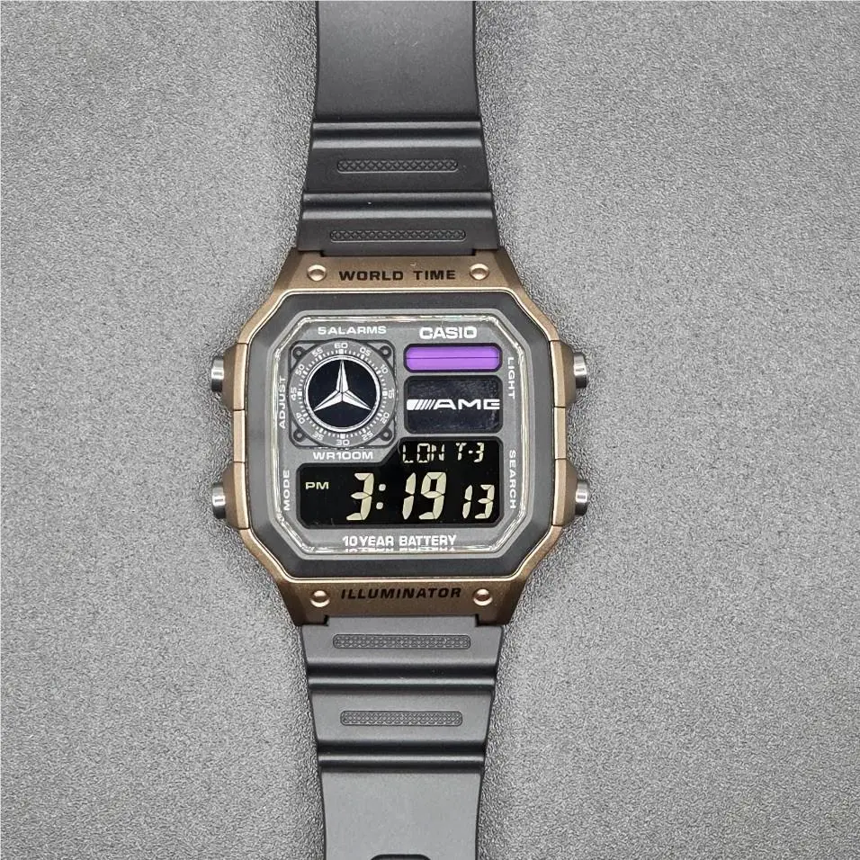 Amg Based on Casio AE-1200WHD Royale. World Time Watch - Negative Display Mod