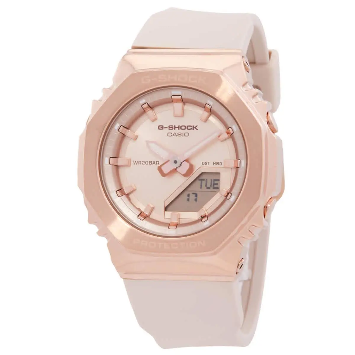 Casio G-shock Alarm Quartz Analog-digital Rose Gold Dial Ladies Watch