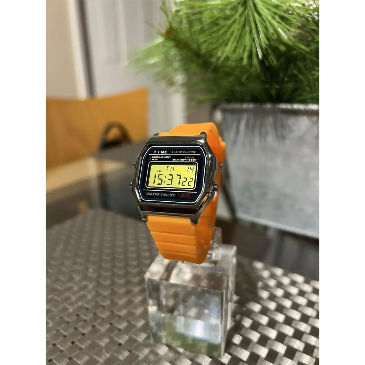 Casio F91W-1CR Custom Mod A158 Stainless Steel Silver Neon Yellow Frankenste