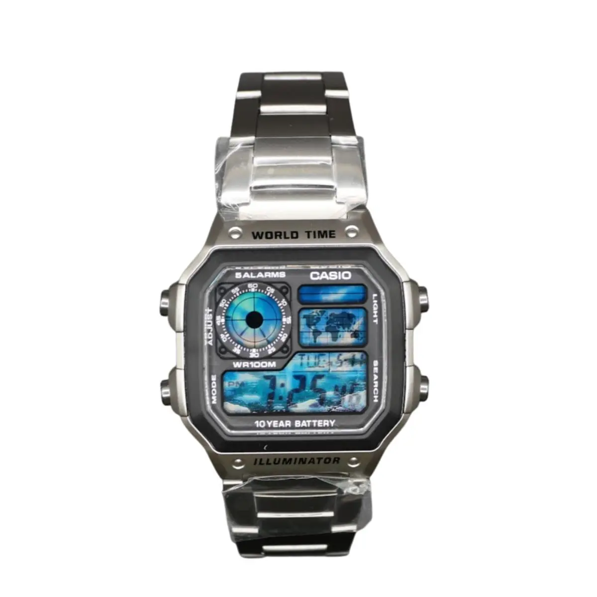 Casio AE-1200WHD Royale World Time Watch Mod Arctic Ocean Display