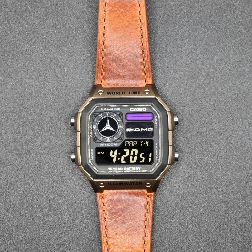 Amg Based on Casio AE-1200WHD Royale. Leather - Negative Display Mod
