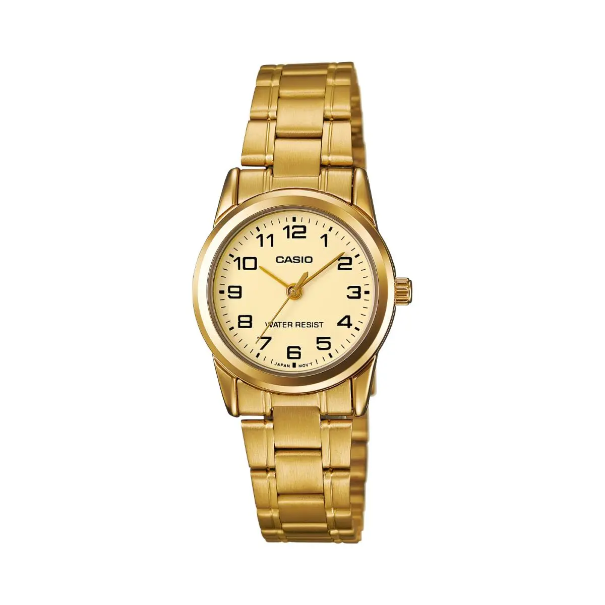 Casio Classic Ladies Quartz Stainless Steel Watch - LTP-V001G-9BUDF - Dial: Gold, Band: Gold, Bezel: Gold