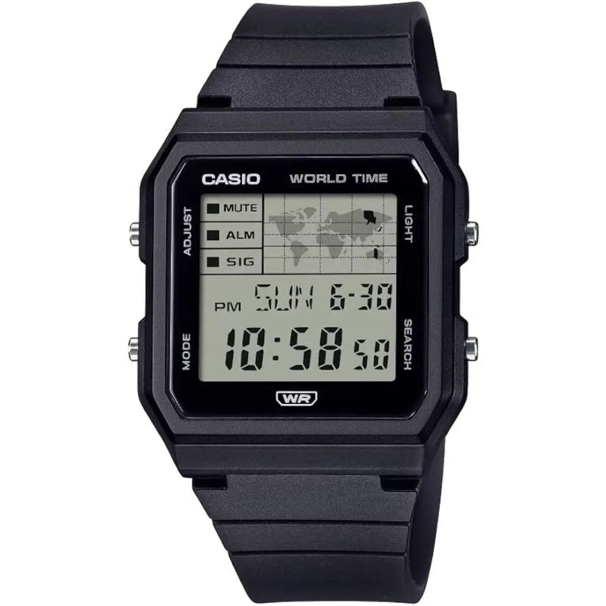 Casio LF30W-1A Digital Black Resin Watch World Time Led Stopwatch Alarm LF-30W