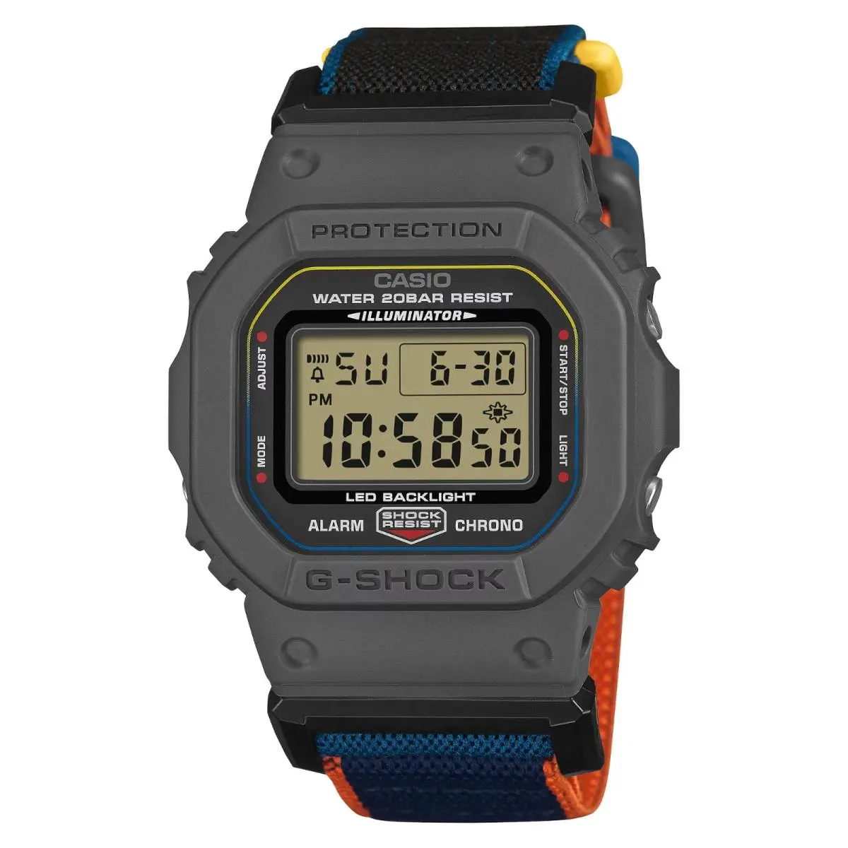G-shock 5600 Series Digital Gray Resin Cloth Band Watch DW5600MNC8A2 by Casio