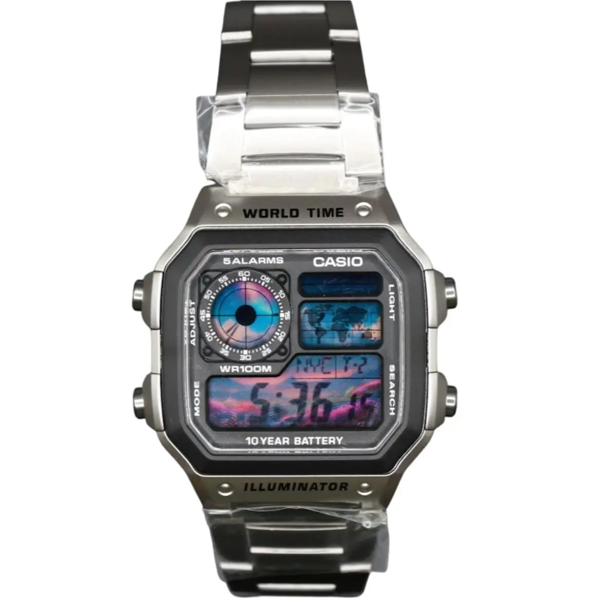 Casio AE-1200WHD Royale World Time Watch Mod Nigh Sky Display Mod