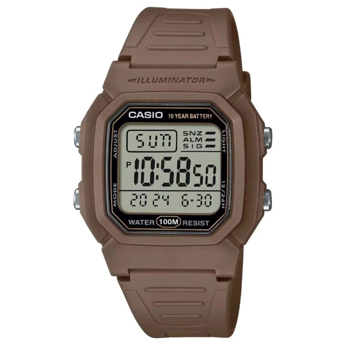 Casio W800H-5AV Digital Watch 100M Water Resistant Resin Band Led Stopwatch Alar