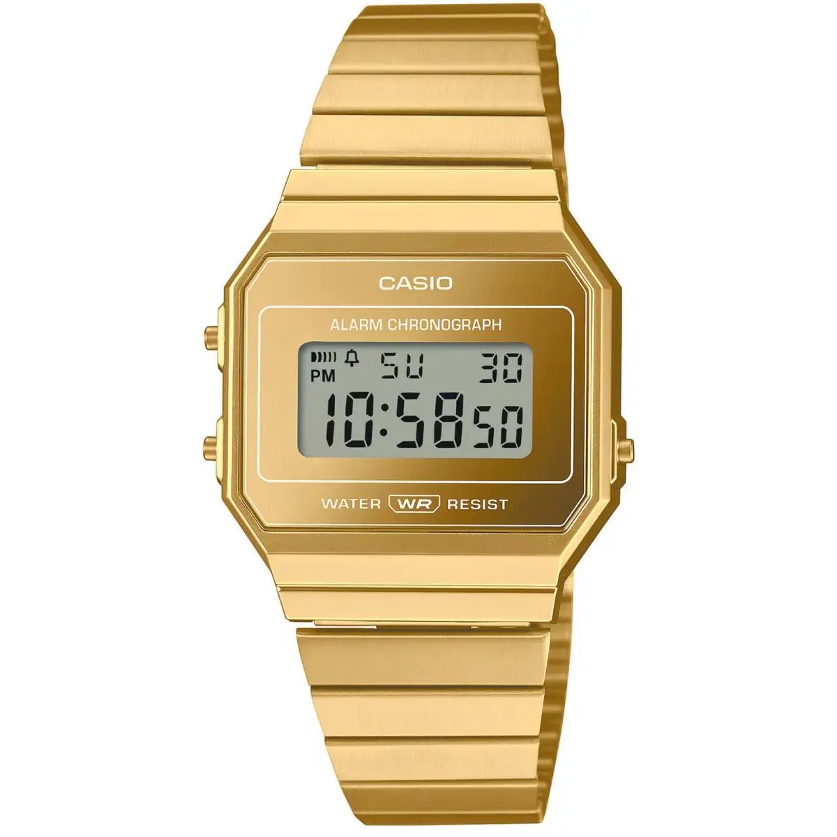 Casio Women`s Watch Grey Digital Dial Yellow Gold Steel Bracelet A700WEVG-9AVT
