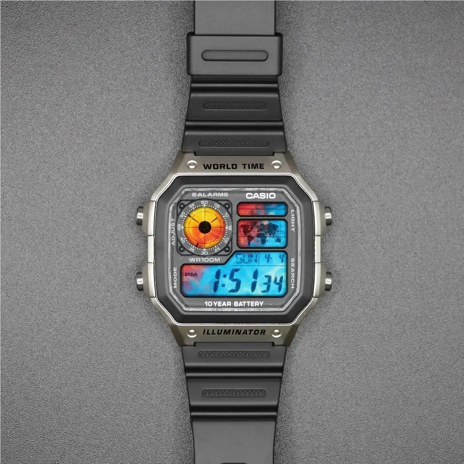 Ice Fire Casio AE-1200WHD Royale World Time Watch Mod