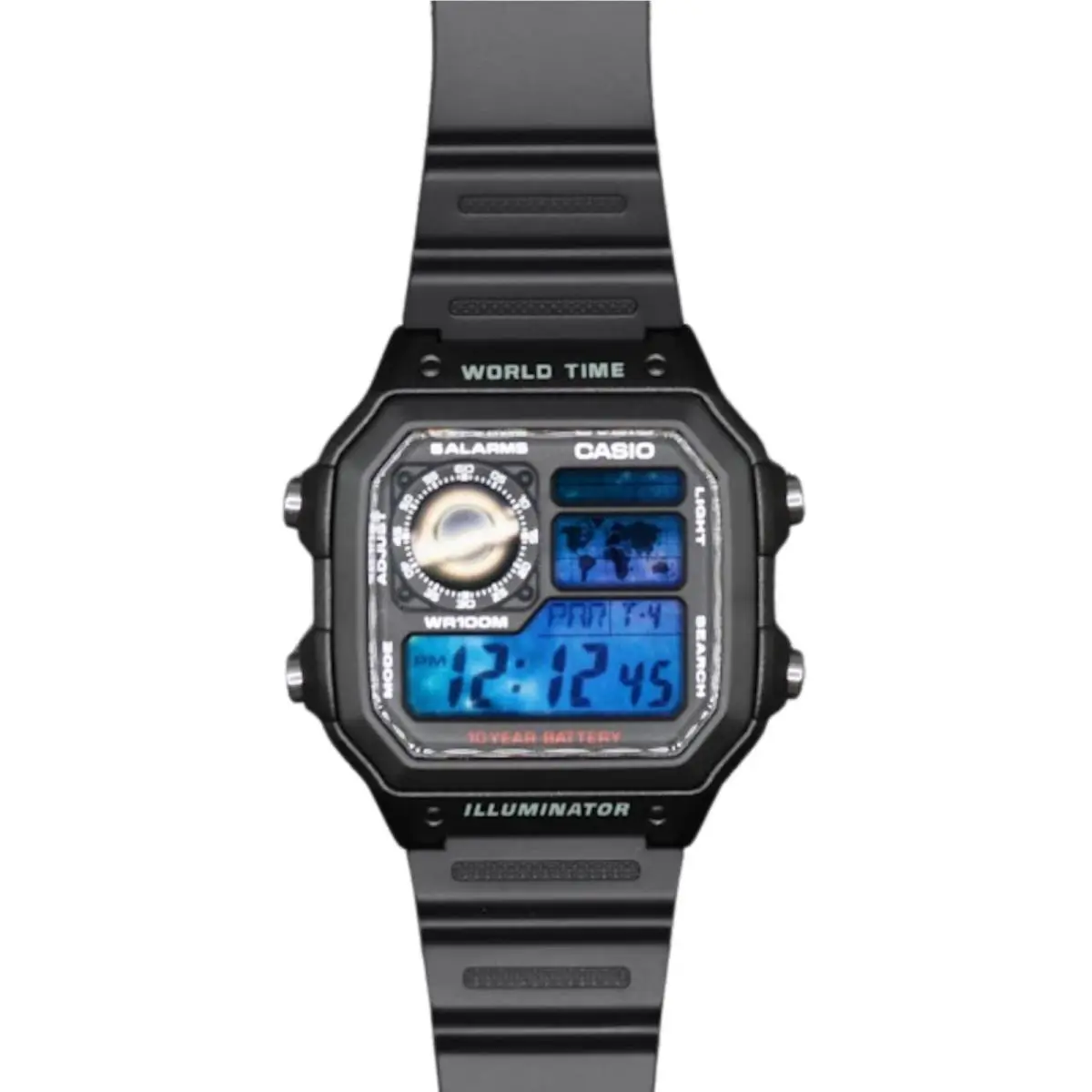 Casio AE-1200WHD Royale World Time Watch Mod Interstellar Black Hole Display